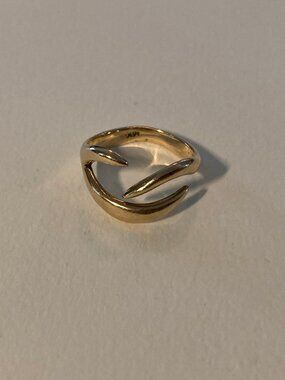 14K Gold Modernist Ring Minimalist Sculptural Open Wrap Design, EUC! 3g Sz6